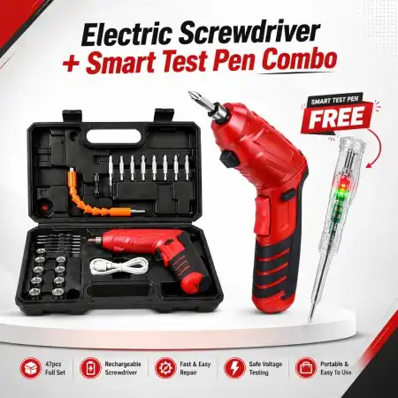 47 pcs Cordless Screwdriver Set + AC DC Tester (Combo)