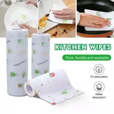 Printed Washable Kitchen Towel Roll (১ রোলে ২০ পিস)